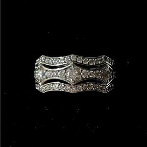 JTV Bella Luce White Cubic Zirconia Rhodium Over Sterling Silver Ring 1.31ctw
